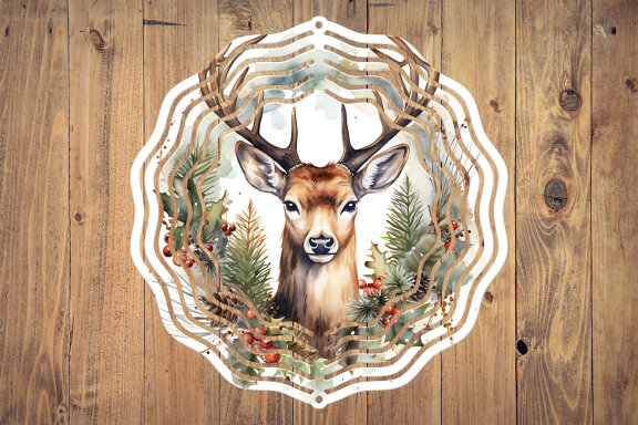 Winter deer, Reindeer Christmas Wind Spinner Sublimation