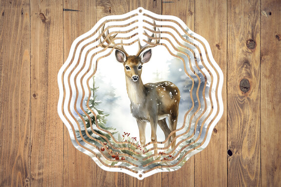 Winter deer, Reindeer Christmas Wind Spinner Sublimation