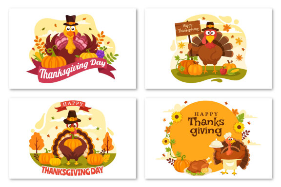 30 Happy Thanksgiving Day Illustrations