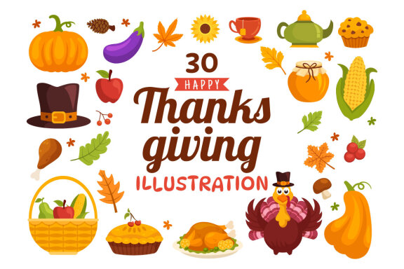 30 Happy Thanksgiving Day Illustrations