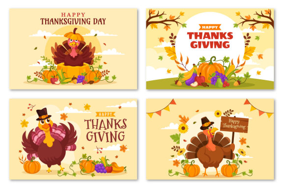 30 Happy Thanksgiving Day Illustrations