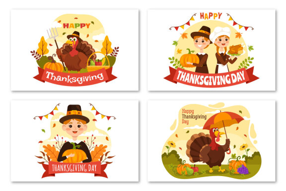 30 Happy Thanksgiving Day Illustrations