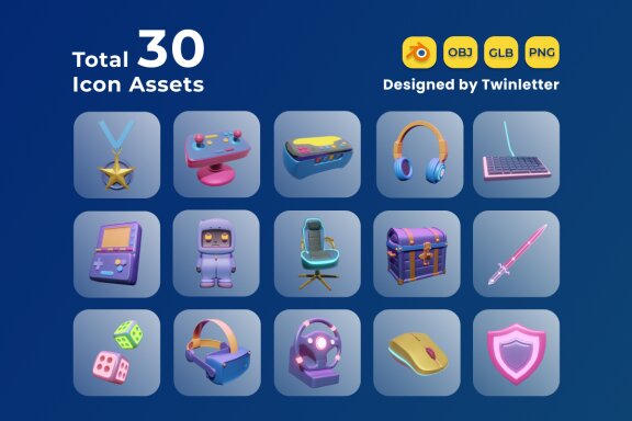 Gaming Asset 3D Icon Pack Vol 1