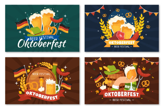 17 Happy Oktoberfest Beer Festival Illustration