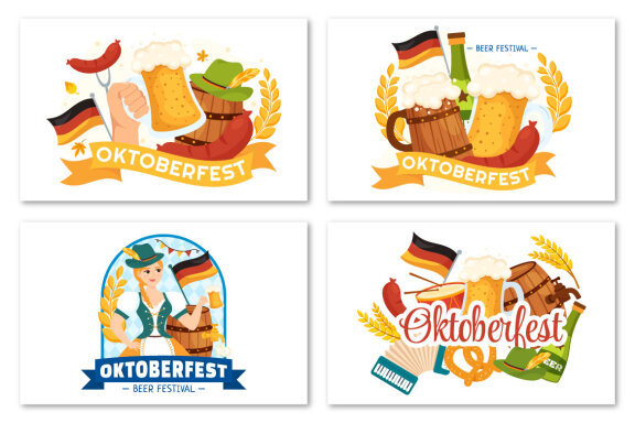 17 Happy Oktoberfest Beer Festival Illustration