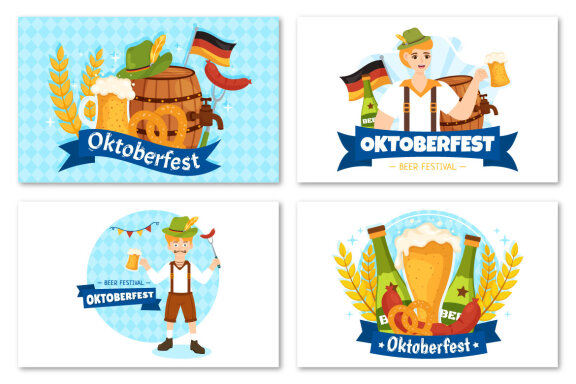 17 Happy Oktoberfest Beer Festival Illustration