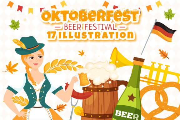 17 Happy Oktoberfest Beer Festival Illustration