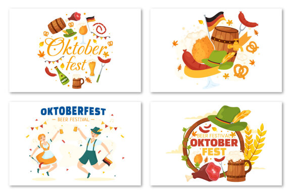 17 Happy Oktoberfest Beer Festival Illustration