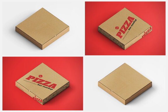 Pizza Box FREE Mockup - Isometric View