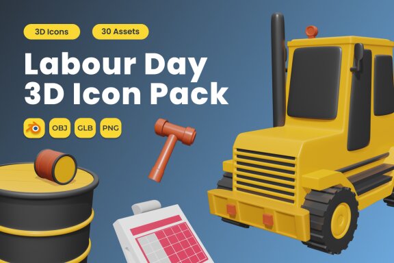 Labour Day 3D Icon Pack Vol 1