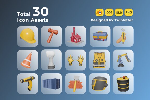Labour Day 3D Icon Pack Vol 1