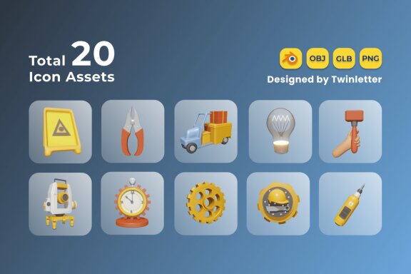 Labour Day 3D Icon Pack Vol 2