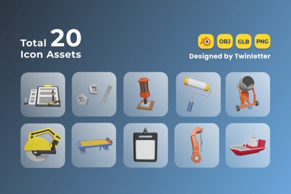 Labour Day 3D Icon Pack Vol 2
