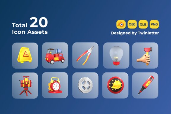 Labour Day 3D Icon Pack Vol 4