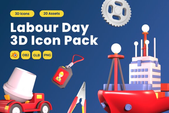 Labour Day 3D Icon Pack Vol 4