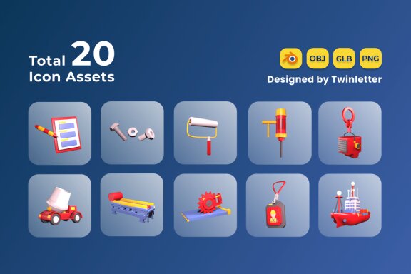 Labour Day 3D Icon Pack Vol 4