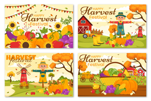 15 Happy Harvest Festival Illustration