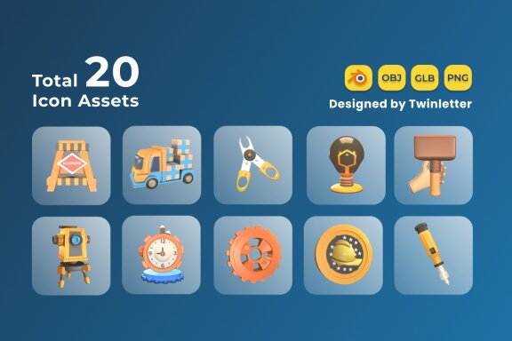 Labour Day 3D Icon Pack Vol 6
