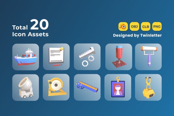 Labour Day 3D Icon Pack Vol 6