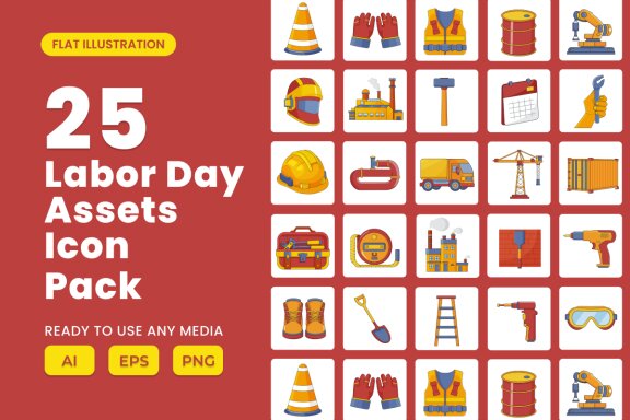 Labour Day 2D Icon Illustration Set Vol 1