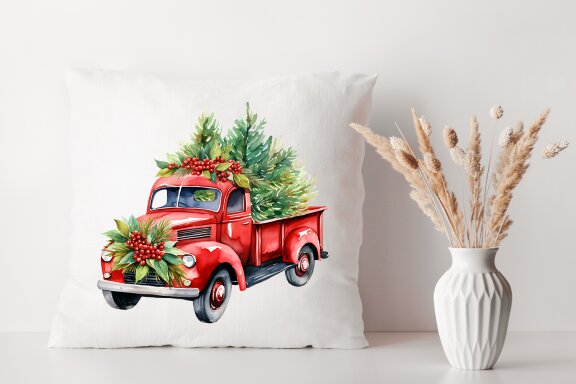 Christmas Cars Watercolor clipart set