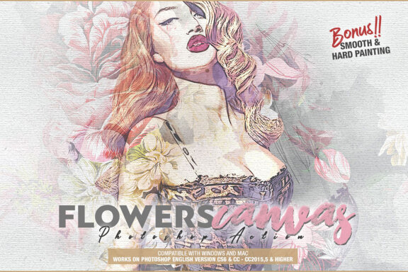 Flower Canvas Photoshop Action