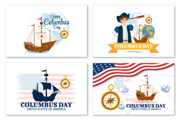 15 Happy Columbus Day Illustration