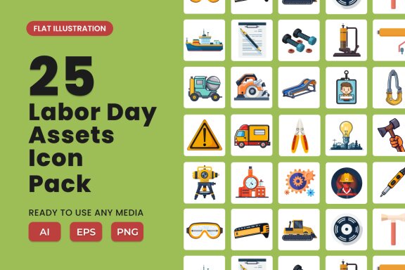 Labour Day 2D Icon Illustration Set Vol 4