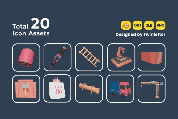 Labour Day 3D Icon Pack Vol 7