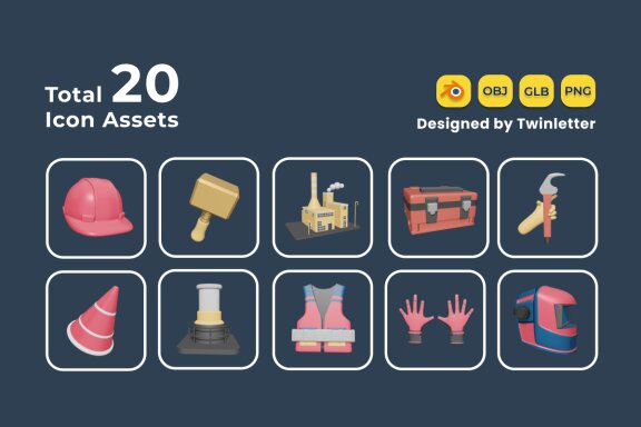 Labour Day 3D Icon Pack Vol 7