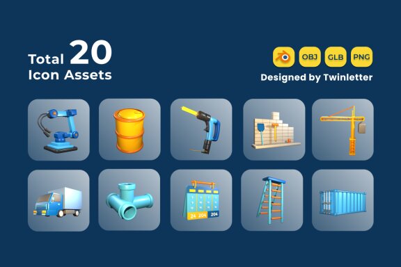 Labour Day 3D Icon Pack Vol 9