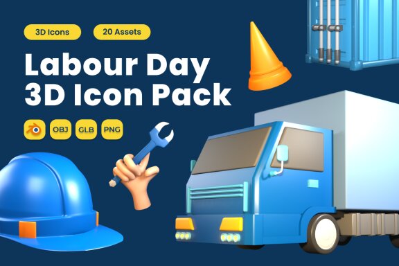 Labour Day 3D Icon Pack Vol 9