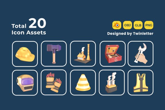 Labour Day 3D Icon Pack Vol 11