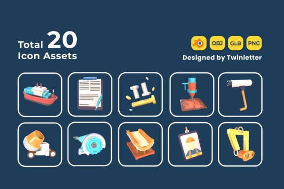Labour Day 3D Icon Pack Vol 12