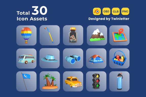 Tour and Travel 3D Icon Pack Vol 3