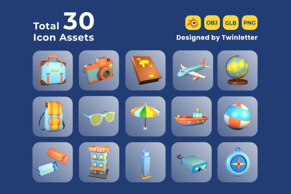Tour and Travel 3D Icon Pack Vol 3