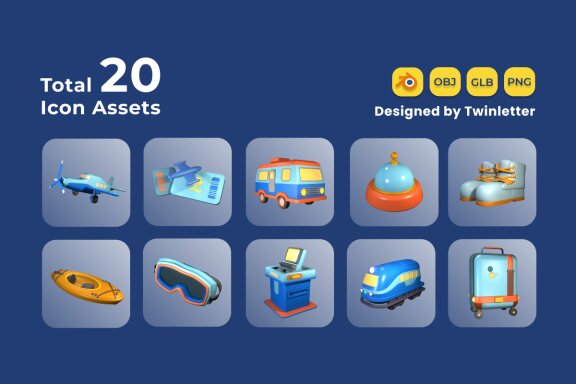 Tour and Travel 3D Icon Pack Vol 4