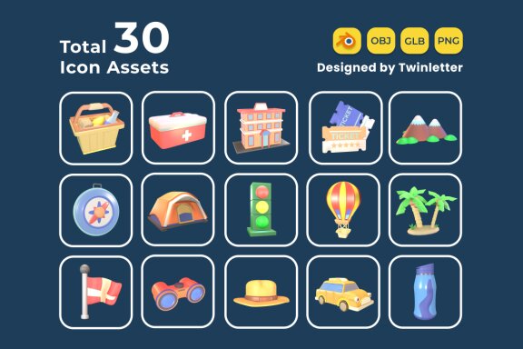 Tour and Travel 3D Icon Pack Vol 5