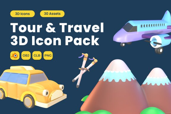 Tour and Travel 3D Icon Pack Vol 5