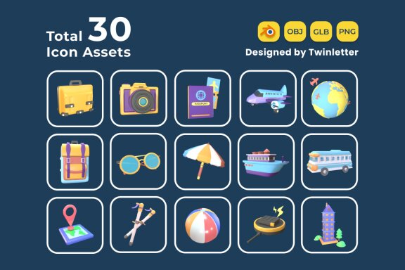 Tour and Travel 3D Icon Pack Vol 5