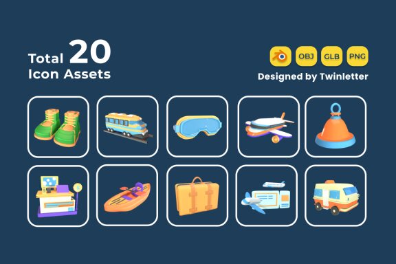 Tour and Travel 3D Icon Pack Vol 6