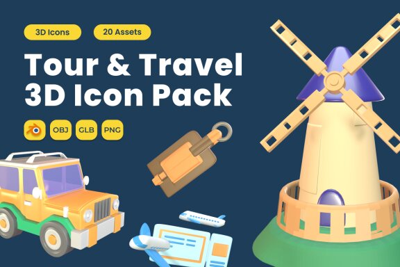 Tour and Travel 3D Icon Pack Vol 6