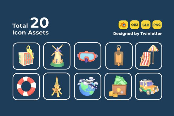Tour and Travel 3D Icon Pack Vol 6
