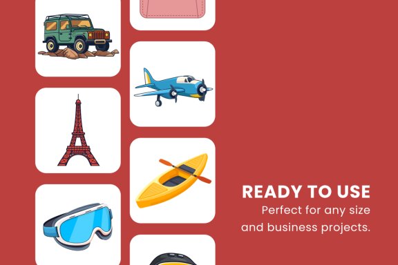 Tour and Travel 2D Icon Illustration Set Vol 2