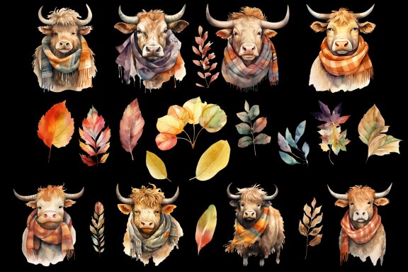 Cute Cow for Fall & Thanksgiving Clipart