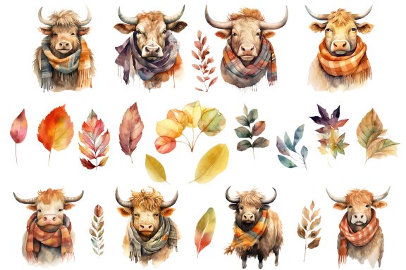 Cute Cow for Fall & Thanksgiving Clipart