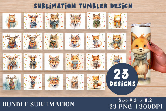 Watercolor Cute animals Tumbler Wrap 20 oz