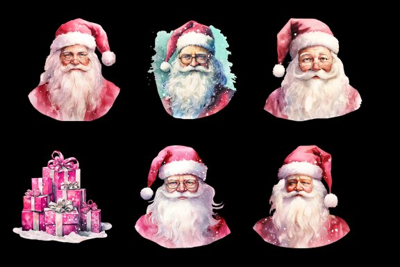 Pink christmas clipart Santa claus. Sublimation