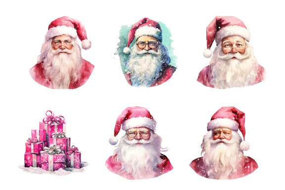 Pink christmas clipart Santa claus. Sublimation