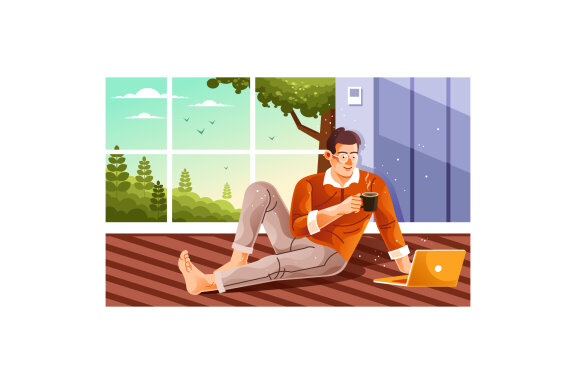 Enjoy Remote Work From Home Illustration